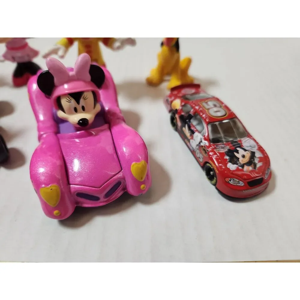 Disney Mickey & Minnie Racer Vehicles Lot w/ Pluto Figurine – Mixed Characters